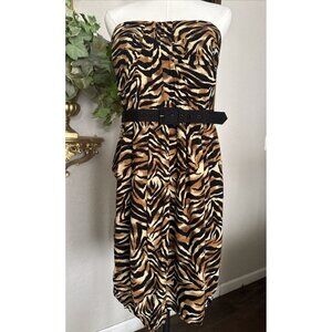 EUC Vintage Torrid Retro Boho Leopard Sweetheart Tank Dress Brown Tan Size 16